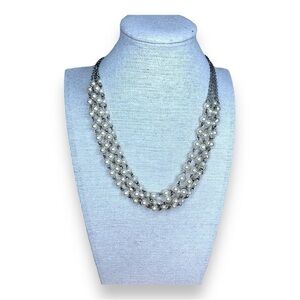 RMN ROMAN PEARL SILVER LAYERED NECKLACE VINTAGE RETRO PINUP CLASSIC